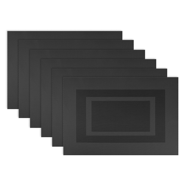 Design Imports Silver Doubleframe Kitchen Placemat Set (Set of 6) - Rectangle - Bordered Black