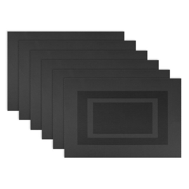 Design Imports Silver Doubleframe Kitchen Placemat Set (Set of 6) - Bordered Black - Rectangle