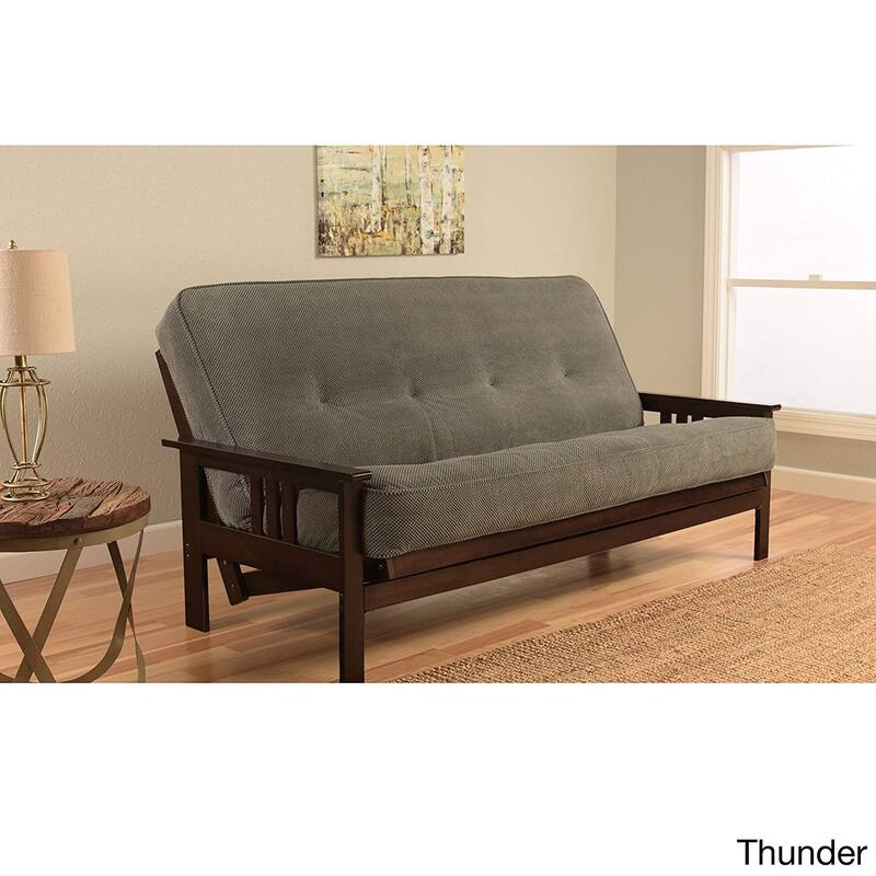 Full Size Futon Frame Sofa Bed - Hardwood Mission Style - Espresso Finish - Easy Conversion