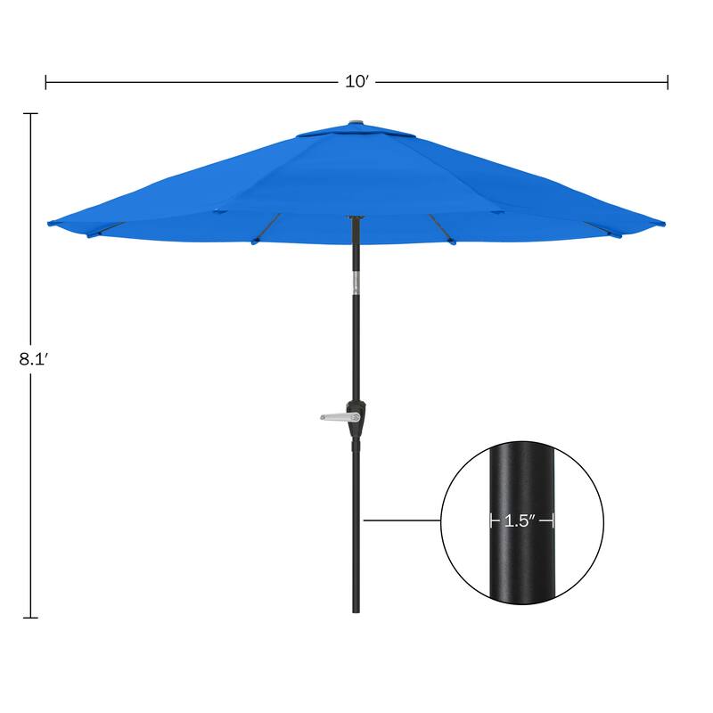Patio Umbrella with Auto Tilt - 10FT Easy Crank Outdoor Umbrella by Pure Garden (Brilliant Blue) - Blue