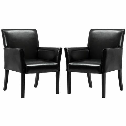Costway Set of 2 PU Leather Guest Chairs Reception Side Arm Chairs
