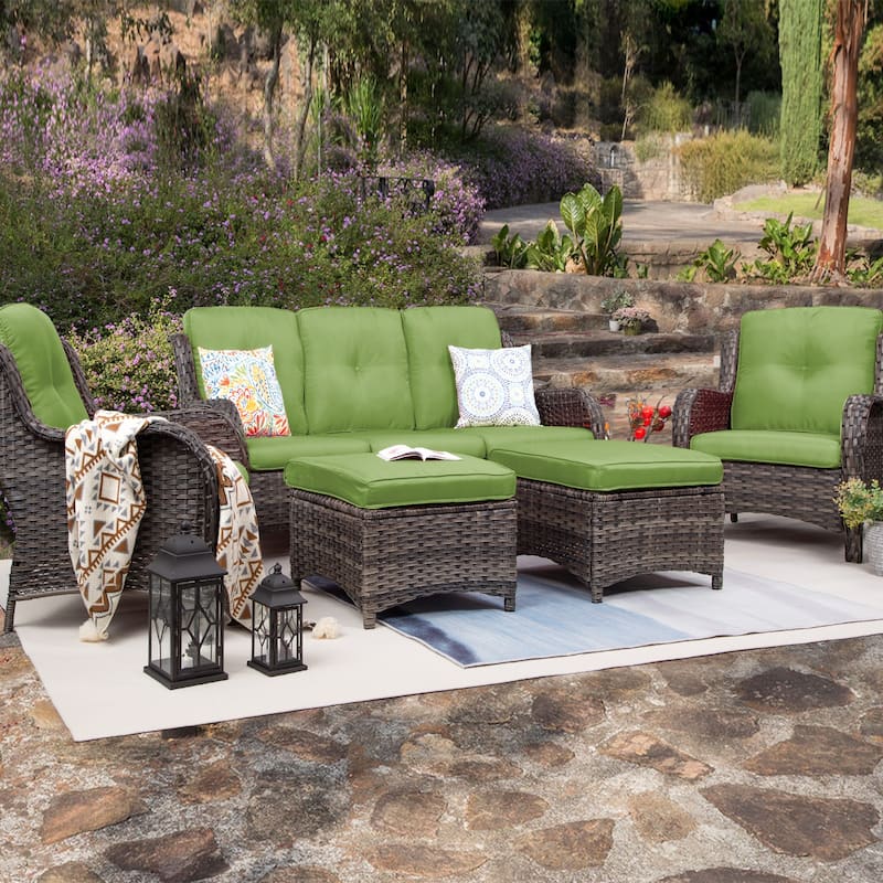 Cozywor 5-Piece Wicker Outdoor Patio Conversation Set