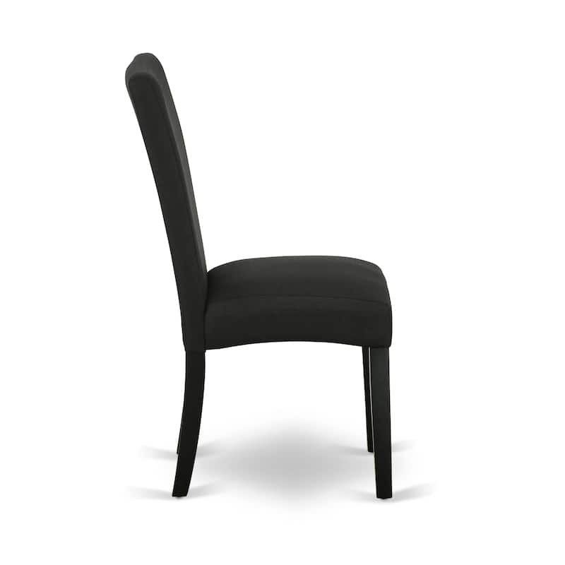 East West Furniture Dining Set- a Dining Table and Black Color Linen Fabric Chairs, Black(Pieces Options)
