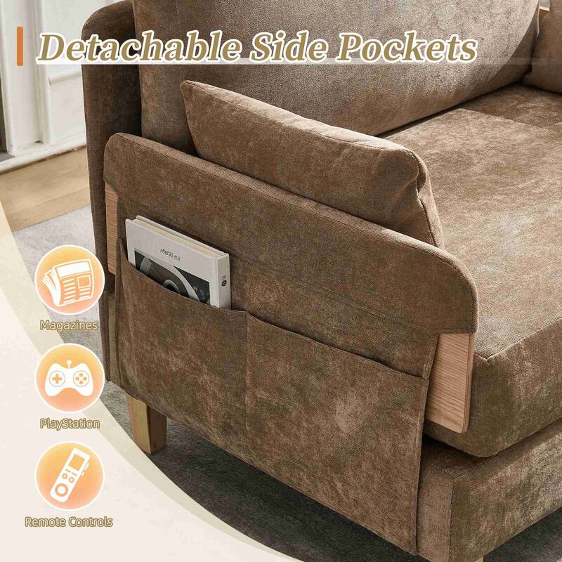 Convertible sofa bed, 3-in-1 convertible with 3 pillows