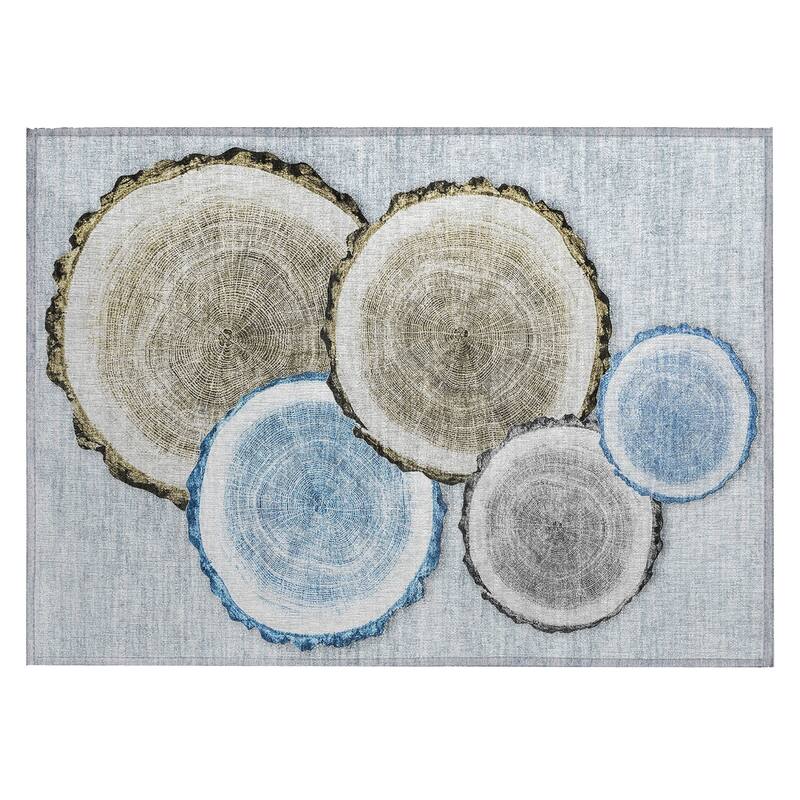 Machine Washable Indoor/ Outdoor Modern Wood Chantille Rug