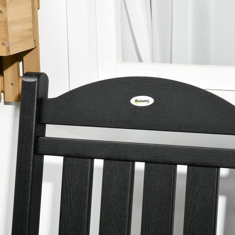 Outsunny 2 Pieces Outdoor Rocking Chair, All Weather-Resistant HDPE Rocking Patio Chairs with Rustic High Back, Armrests
