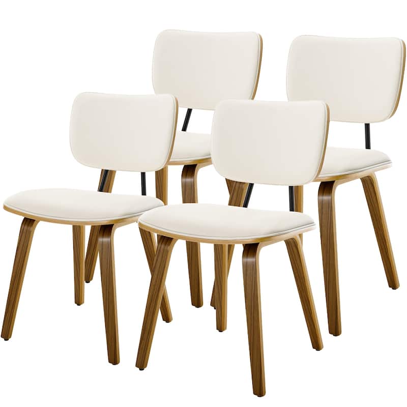 Faux Leather Upholstered Dining Chairs Set of 2/4 with Wood Legs - 32.3"H x 18.5"W x 21.8"D