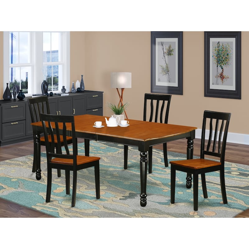 Kitchen Table Set 5 Piece Dining Set Modern Table & Chairs Black Cherry Finish