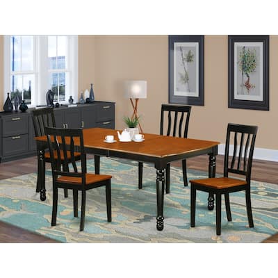 Kitchen Table Set 5 Piece Dining Set Modern Table & Chairs Black Cherry Finish