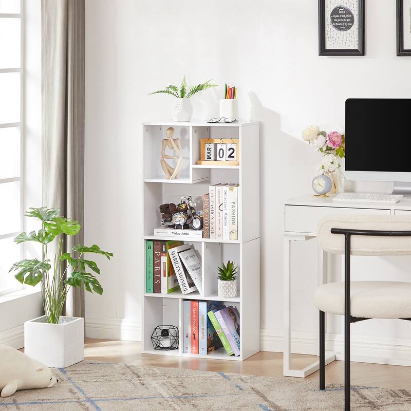 Javlergo 4-Tier Bookcase with Storage Shelves, Modern Home Office Bookshelf, Vertical or Horizontal