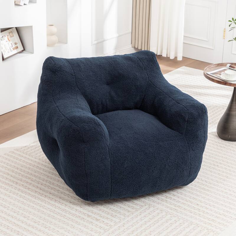 Teddy Fabric Bean Bag Chair, High Density Foam Bean Bag Sofa, Comfy Fluffy Lazy Sofa Chair Living Room, Bedroom