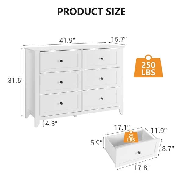 dimension image slide 1 of 2, 6 Chest of Drawer Dresser