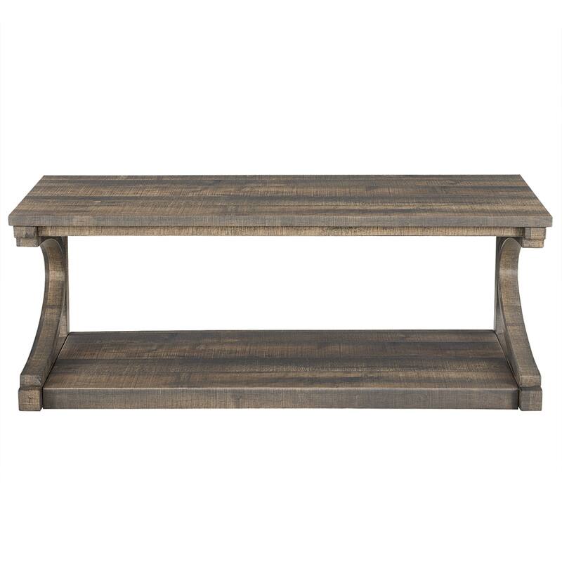 Wood Rectangular Coffee Table with Shelf