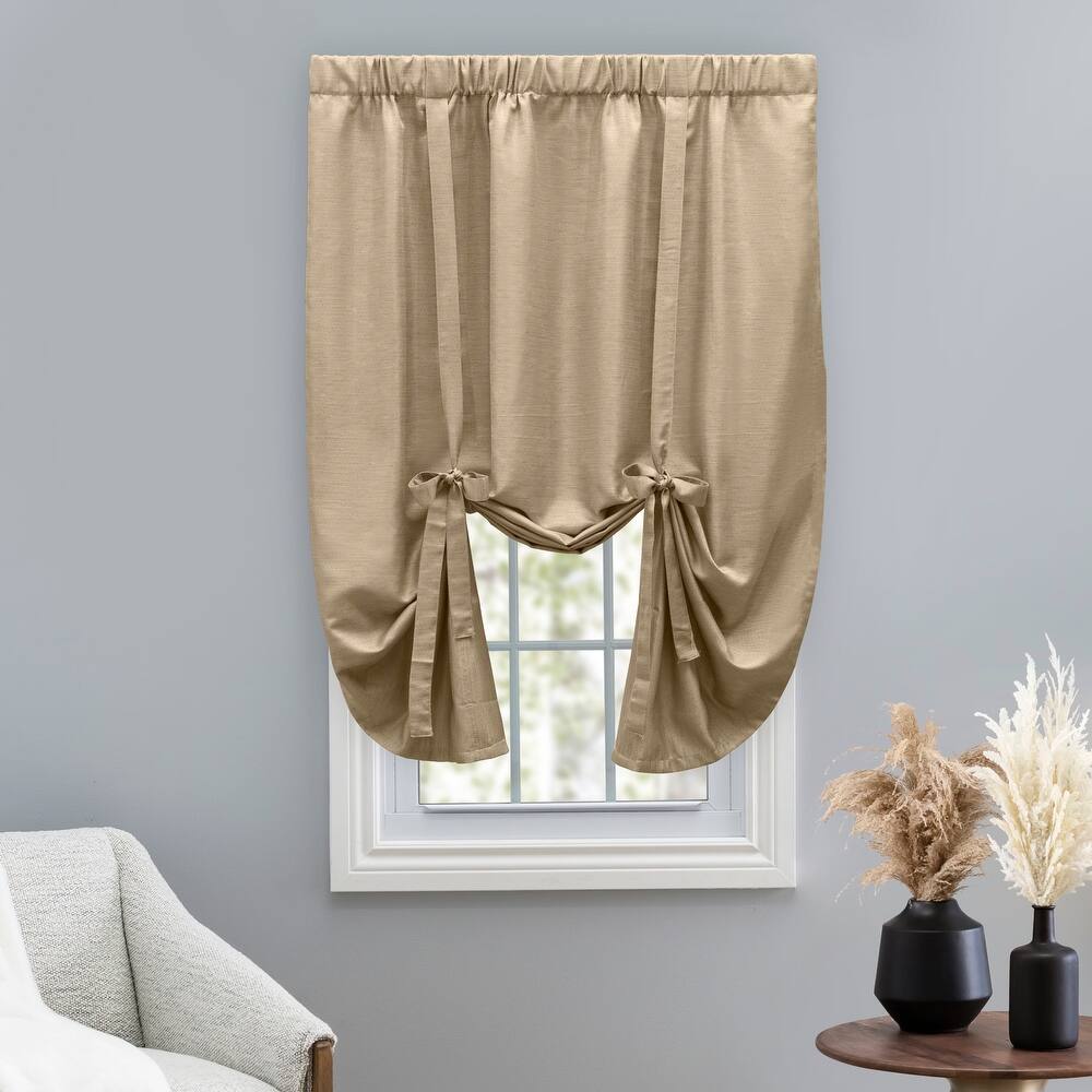 Premium Grasscloth Soft Sheen Lined Rod Pocket Tie-Up Panel