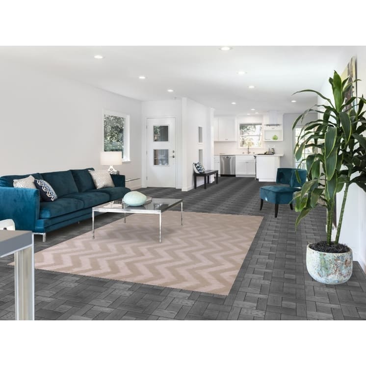 Chevron Style Modern Indian Area Rug Hand-Knotted Wool Carpet - 6'0"x 8'9"