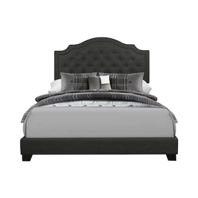 Verine Dark Gray Fabric Upholstered Tufted Bed