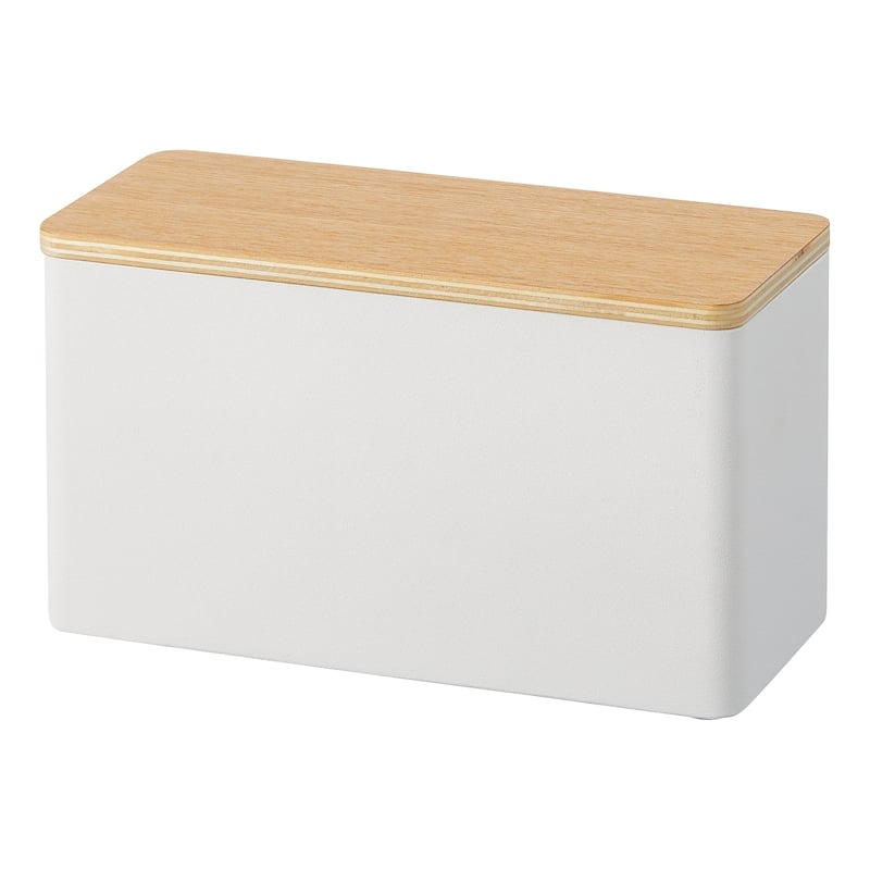 Yamazaki Home Countertop Organizer, Steel and Wood, Lid - L 4.13 x W 9.06 x H 5.51 inches