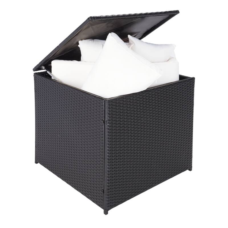 SAFAVIEH Helga Outdoor 4-Piece Conversation Patio Set with Storage - 57"W x 31"D x 26"H