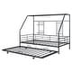 preview thumbnail 4 of 78, Metal House Bed with Trundle, Twin/Full Size Daybed Playhouse Bed with Bulit-in Storage Shelves and Metal Grid for Kids Teens