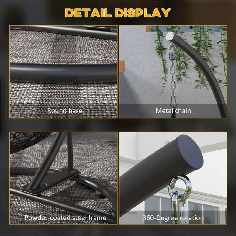 Heavy Duty C Shaped Hammock Chair Stand with Round Base for Indoor and Outdoor Use with 360 Degree Rotation - 40.2” x 76.8”