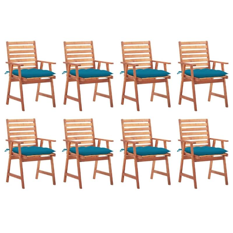 vidaXL Patio Dining Chairs Outdoor Patio Chair with Cushions Solid Wood Acacia - 22" x 24.4" x 36.2" - Blue