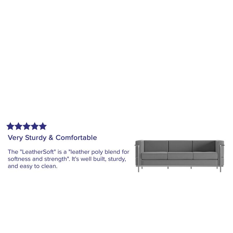 Contemporary LeatherSoft Sofa with Double Bar Encasing Frame