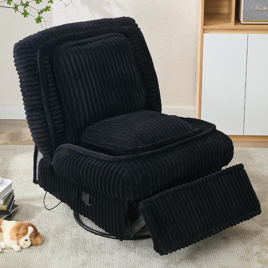 360 Swivel Rocking Recliner with Adjustable Backrest Corduroy