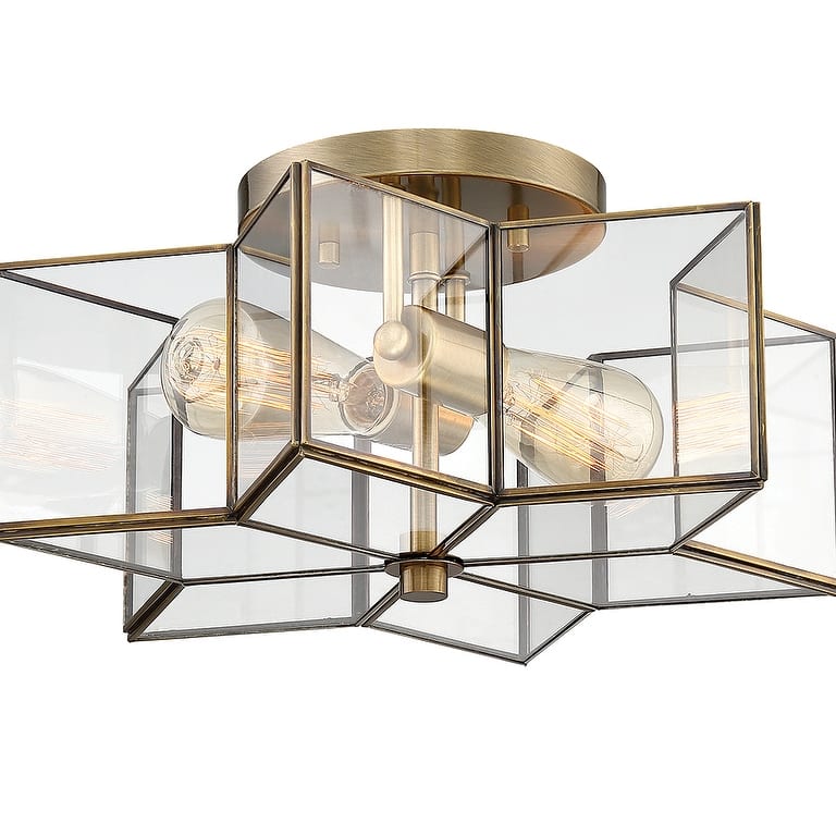 Trade Winds Stella Star Semi-Flush Mount Ceiling Light in Natural Brass