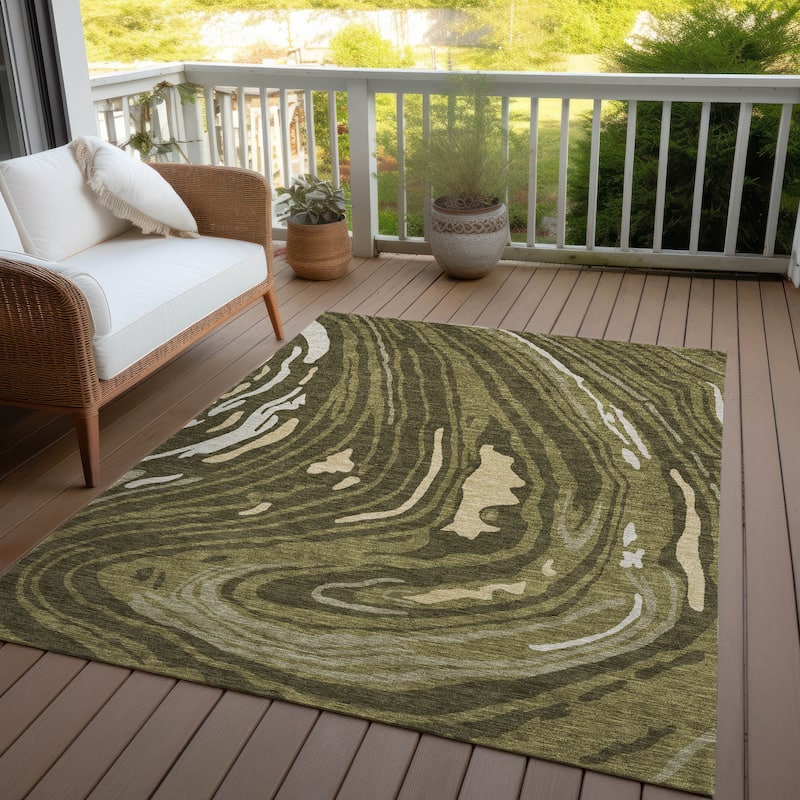 Machine Washable Indoor/ Outdoor Abstract Brushstrokes Chantille Rug