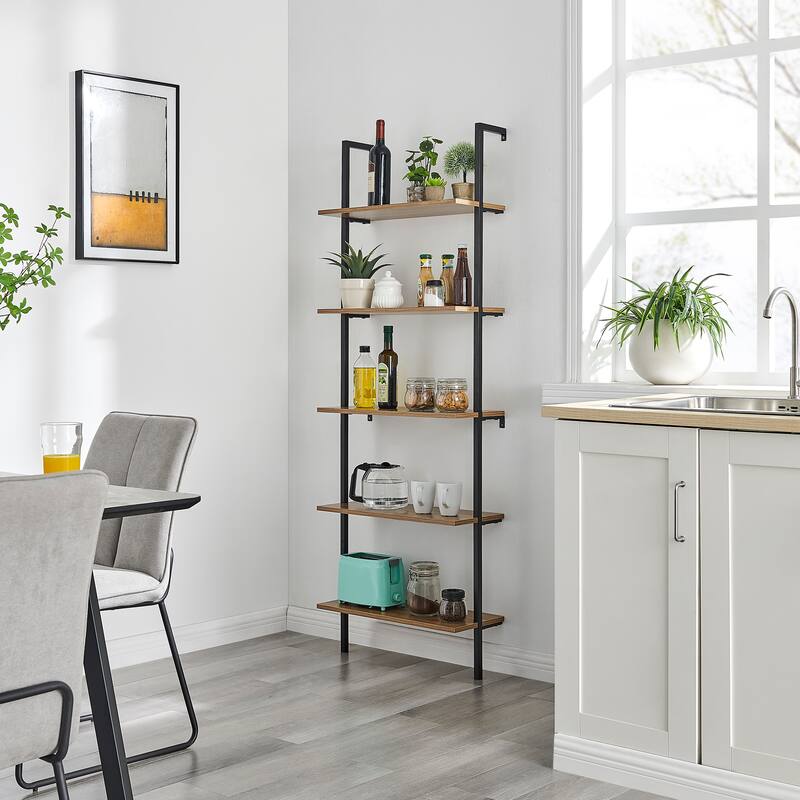 Danya B. Everett 5-Tier Open Display Stand Wall Mount Modern Metal Frame Ladder Shelf