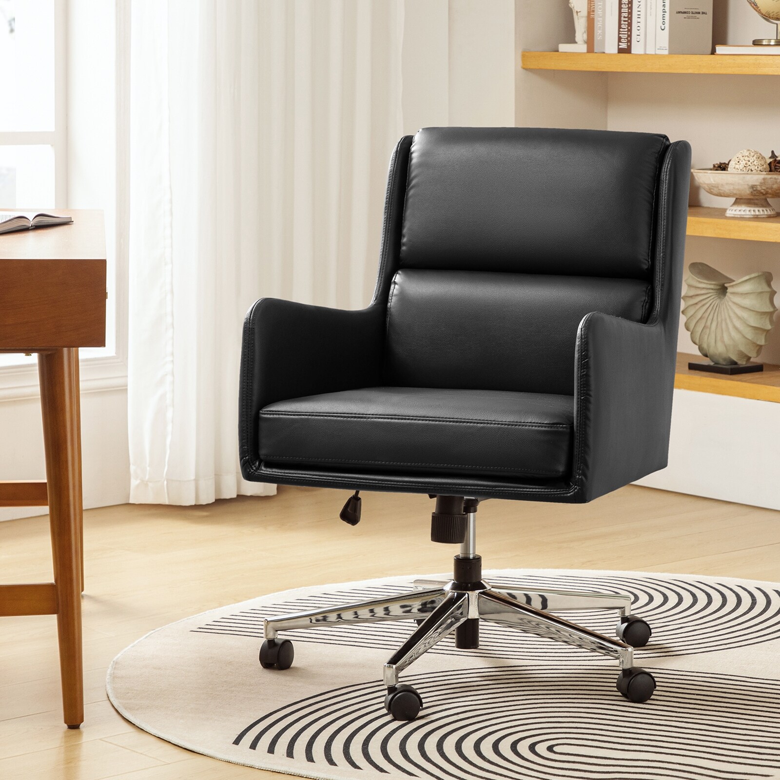 Eliot Modern Faux Leather Ergonomics Chair with casters by HULALA HOME - N/A