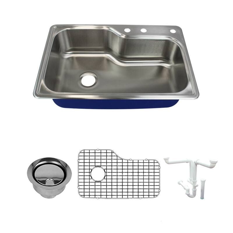 Transolid K-MTSO33229-MR3 Meridian 33" Drop In Single Basin Stainless - Brushed Stainless Steel - Brushed Stainless Steel