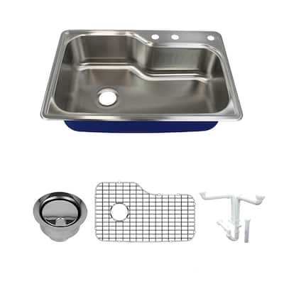 Transolid K-MTSO33229-MR3 Meridian 33" Drop In Single Basin Stainless - Brushed Stainless Steel