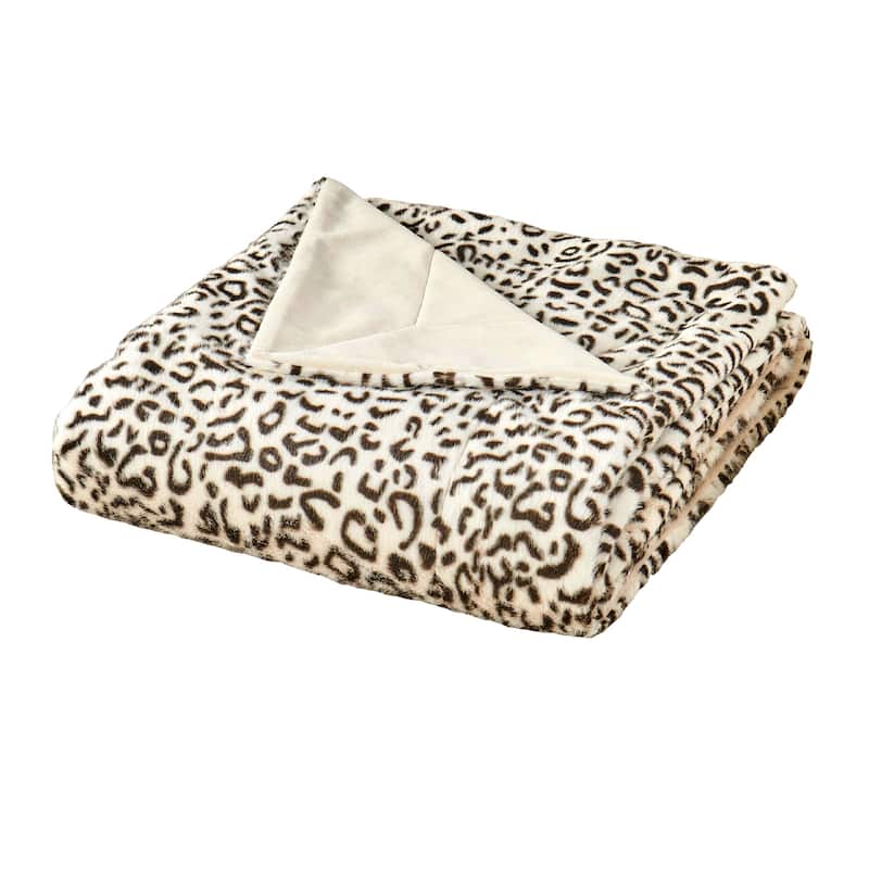 Breathable Cozy FauxFur Snow Leopard Throw
