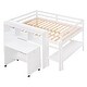 preview thumbnail 12 of 27, Full Size Low Loft Bed with Pull Out Study Desk, Kids Bedroom Multi-Functional Loft Bed with 3 Storage Drawers & Shelves