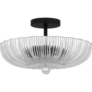 Matte Black Three Light Semi Flush Mount from the Quoizel Semi-Flush Mount Collection
