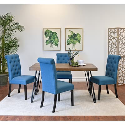 Roundhill Furniture Ashford 5-Piece Dining Set, Hairpin Dining Table with 4 Chairs