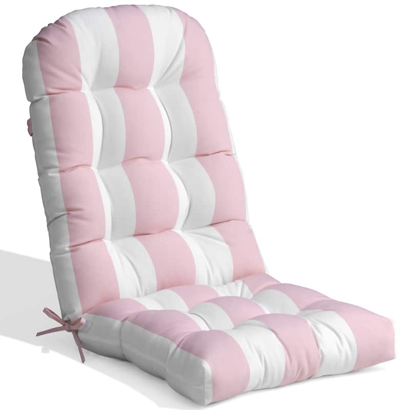 Adirondack Style Patio Outdoor Chair Cushion for Adirondack Chair or Lounge Rocking Chair - See picture - 1-Piece, Pink&White