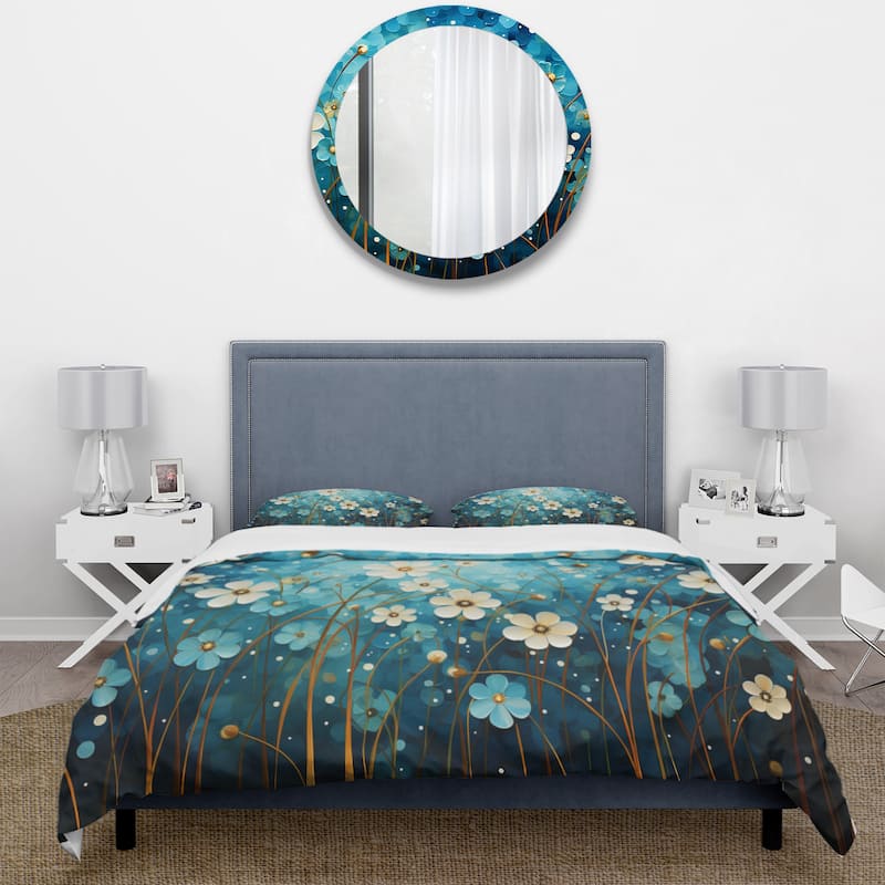 Designart "Turquoise Tranquility VIII" Teal Modern - Bedding Set With Shams