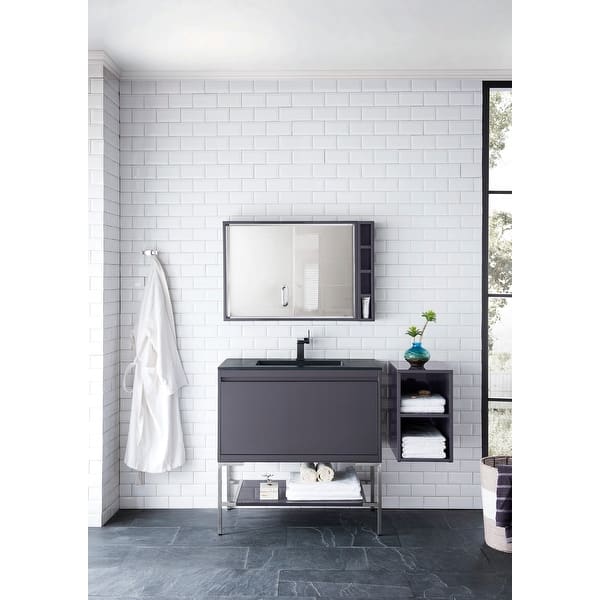 slide 2 of 33, James Martin Vanities Milan 35.4" Single Vanity, Modern Gray with Composite Stone Top