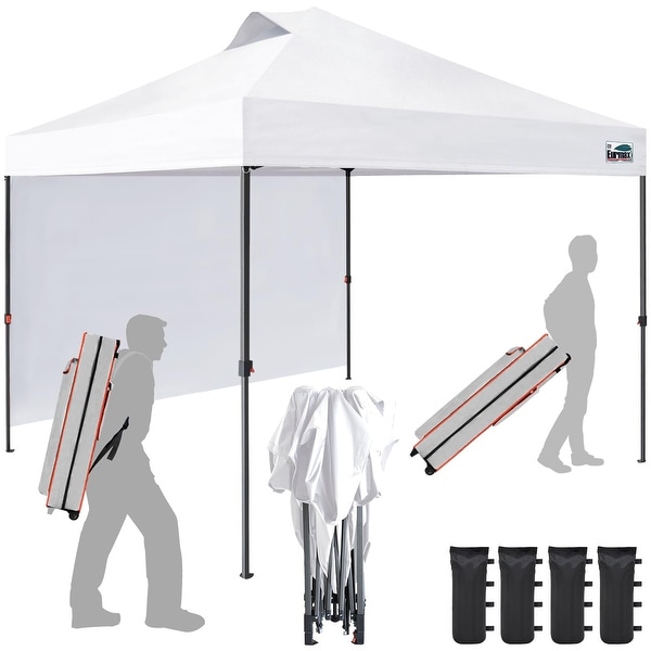 Eurmax USA Nomatter 10x10ft Pop Up Canopy Tent – One-Person Setup, 3 Height Adjustable, Includes Sand Bags