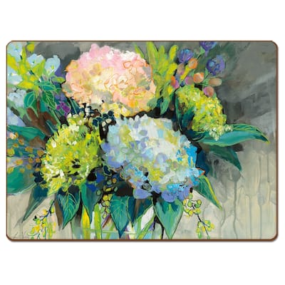 Cala Home Hardboard Placemats - Hydrangea From The Garden - Set of 4 - 15.5x11.25x.231