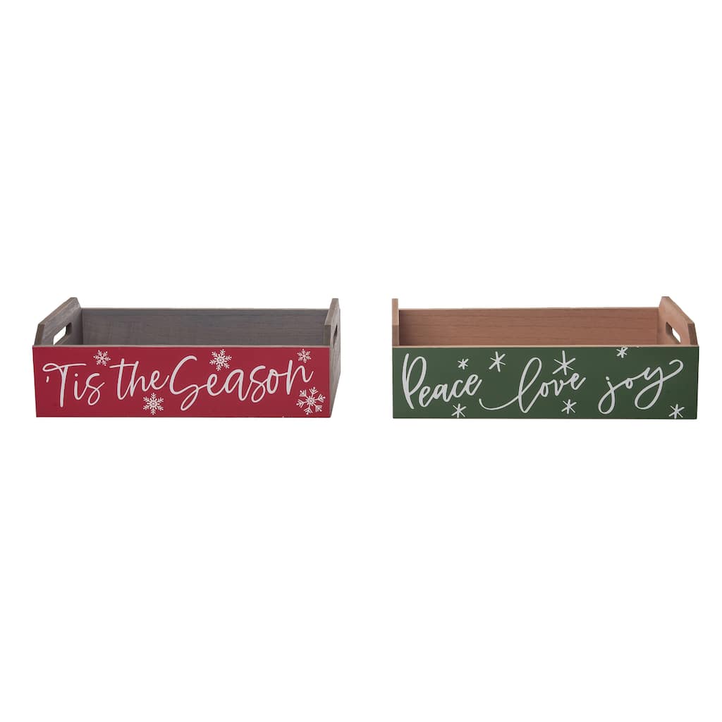 Transpac MDF Merry Container Set of 2 Christmas Home Decorations