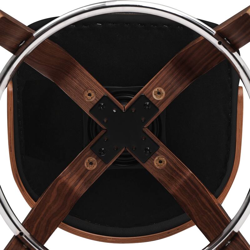 26.in Modern Set of 2 Leather Bar Stool Swivel Upholstered Hollow Back Counter Height Barstool with Wood Frame