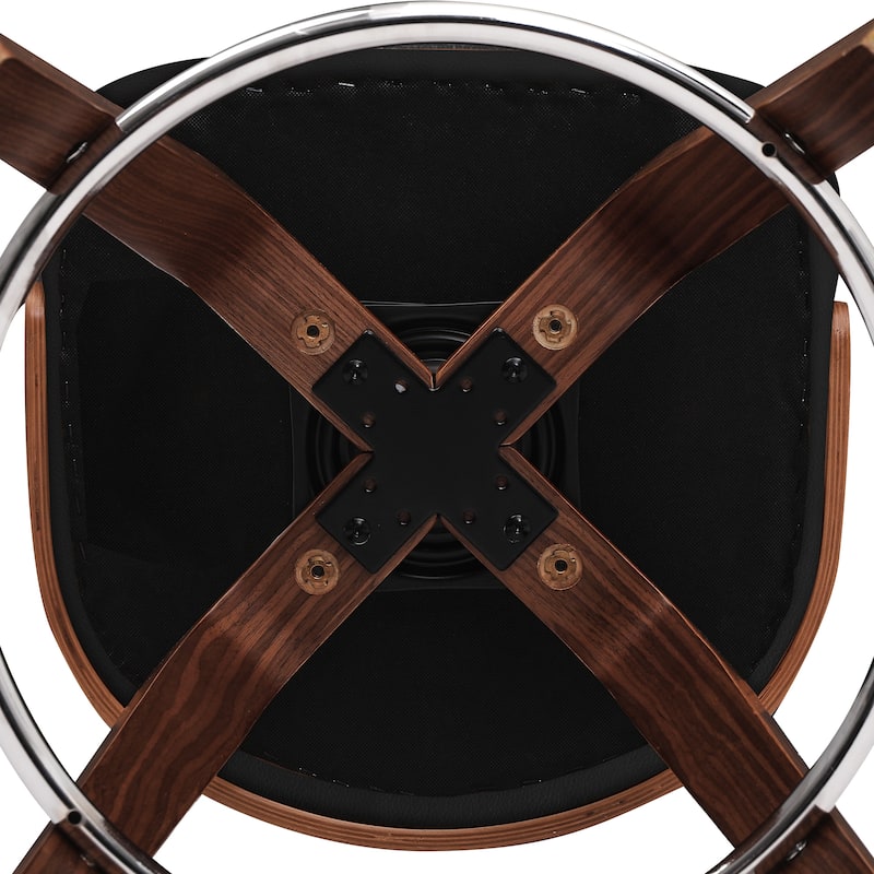 26 in. Counter Height Stool, Wooden Swivel Barstool PU Leather with Low Back