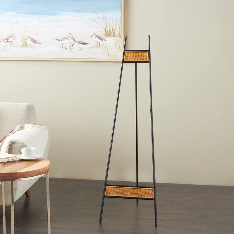 Black Metal Easel with Wood Accents