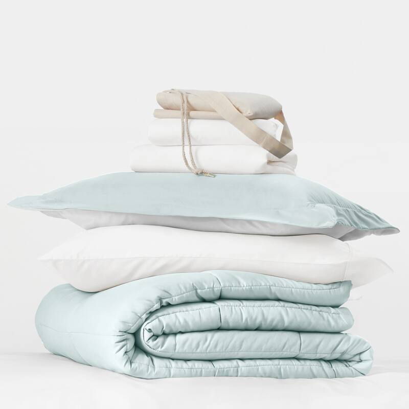 8pc Twin XL Solid Dorm Bedding Bundle