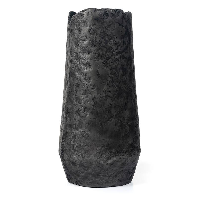 14" Gray Hammered Cylinder Aluminum Table Vase - 7