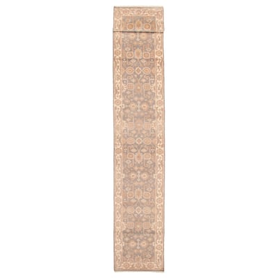 ECARPETGALLERY Hand-knotted Royal Oushak Grey Wool Rug - 2'6 x 19'8