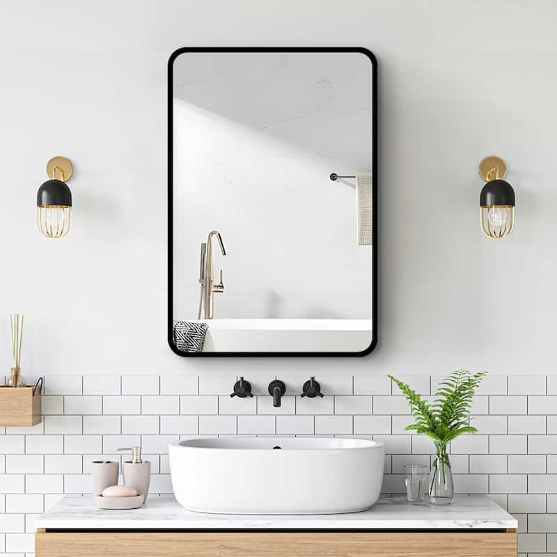 20x28 Surface or Recessed Mount Bathroom Medicine Cabinet with Mirror - Black